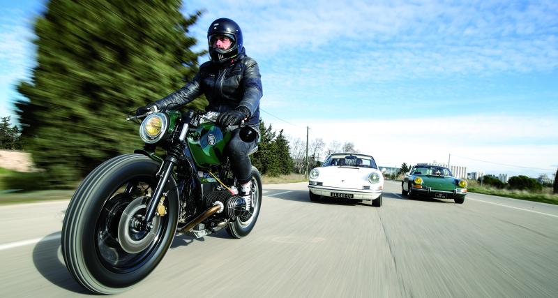 Le profil gauche de la moto de Loulou met en valeur cette jante Fuchs en 17 pouces dont l’installation a nécessité un très gros travail.